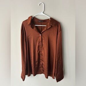 SHEIN Rust Button-Down Shirt